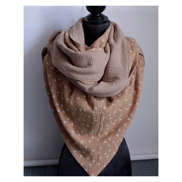 XXL Tuch - erlesenes Maxituch - Musselin - Beige/Beige - Pusteblume - doppellagig - ca. 2,40m x 1,50m – Bild 6