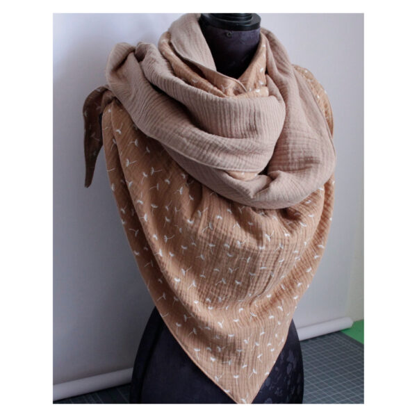 XXL Tuch - erlesenes Maxituch - Musselin - Beige/Beige - Pusteblume - doppellagig - ca. 2,40m x 1,50m – Bild 5