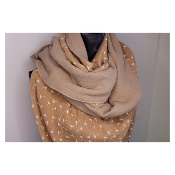 XXL Tuch - erlesenes Maxituch - Musselin - Beige/Beige - Pusteblume - doppellagig - ca. 2,40m x 1,50m – Bild 2