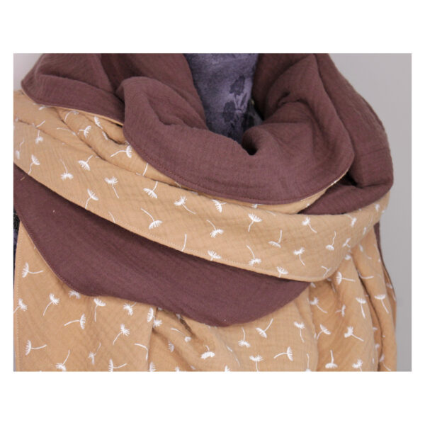XXL Tuch - erlesenes Maxituch - Musselin - Beige/Braun - Pusteblume - doppellagig - ca. 2,40m x 1,50m – Bild 2