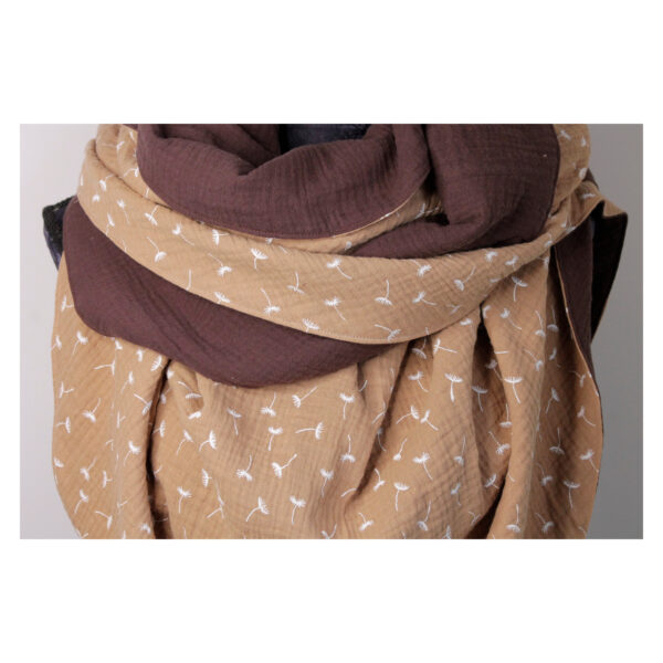 XXL Tuch - erlesenes Maxituch - Musselin - Beige/Braun - Pusteblume - doppellagig - ca. 2,40m x 1,50m – Bild 4