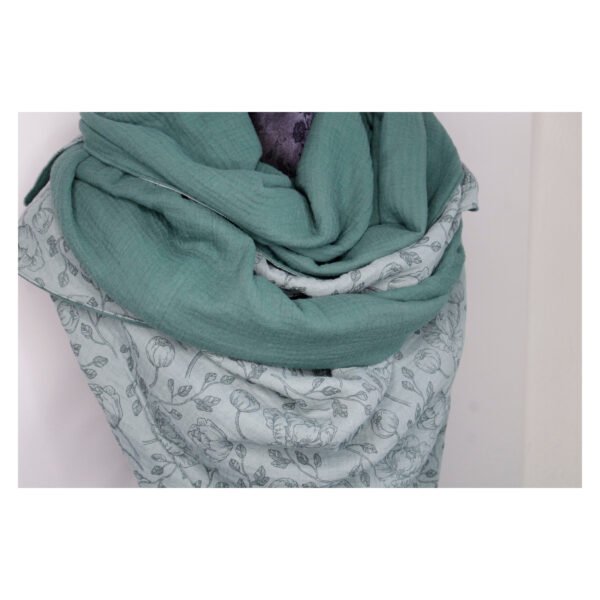 XXL Tuch - Maxituch, Dreieckstuch - Musselin - Mint/Grün - Blumen - doppellagig - ca.2,40m x 1,50m – Bild 3