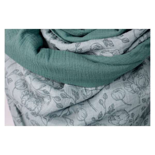 XXL Tuch - Maxituch, Dreieckstuch - Musselin - Mint/Grün - Blumen - doppellagig - ca.2,40m x 1,50m – Bild 4