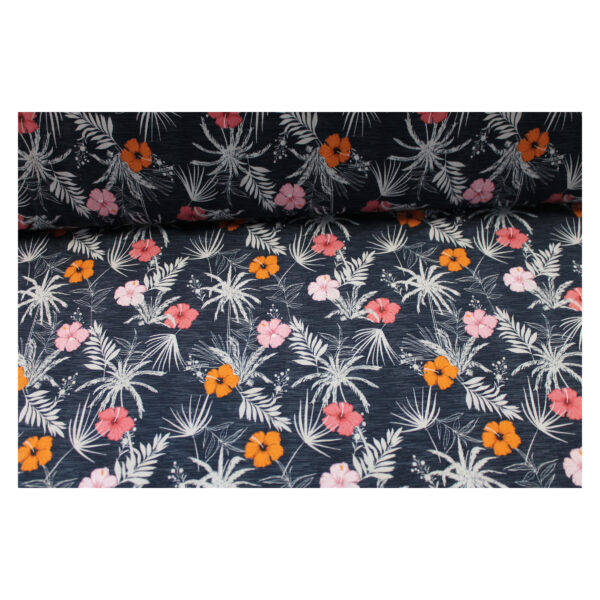 14.28EUR/ 1m -Jersey, Interlock - Lara - Blau, Blumen – Bild 2