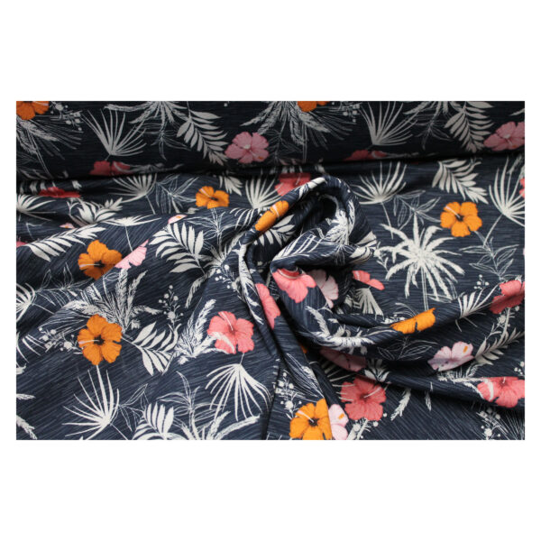 14.28EUR/ 1m -Jersey, Interlock - Lara - Blau, Blumen
