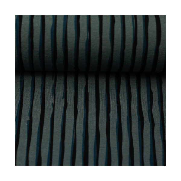 20.80EUR/m - French Terry - Sommersweat - Thorsten Berger - Wood Print Stripes - Blau, Pink – Bild 5