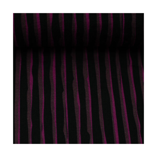 20.80EUR/m - French Terry - Sommersweat - Thorsten Berger - Wood Print Stripes - Blau, Pink – Bild 3