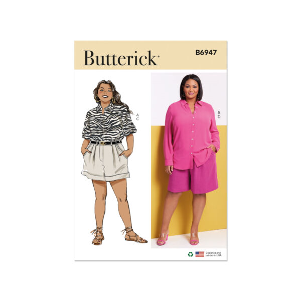 Butterick Schnittmuster - B6947 - Damenshorts und Bluse, starke Größen