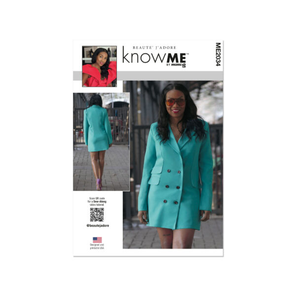 knowME Schnittmuster - ME2034 - langer Blazer, doppelreihig geknöpft