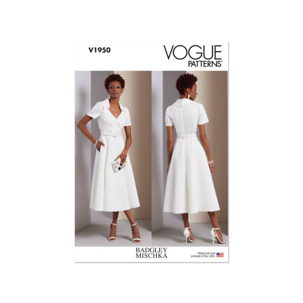 Vogue Schnittmuster V1950 - schlichtes, elegantes Kleid mit Reverskragen