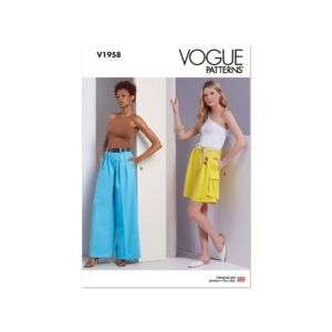 Vogue Schnittmuster V1958 - Damenhose mit weitem Bein und Bundfalten