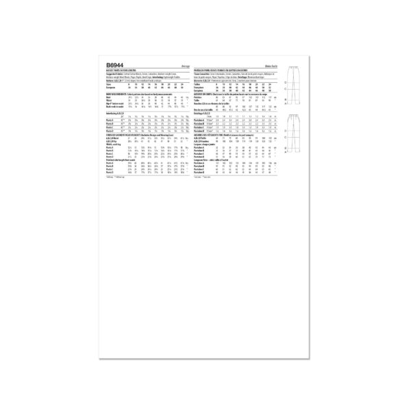 Butterick Schnittmuster - B6944 - schlichte Hose mit schrägen Tascheneingriffen – Bild 8