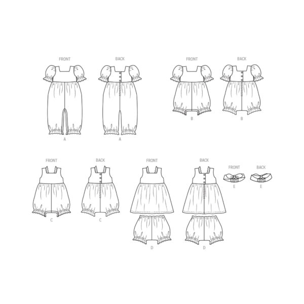 Butterick Schnittmuster - B6950 - Babykombination- Overall, Pumphose und Kleid – Bild 9