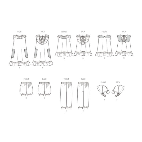 Butterick Schnittmuster - B6951 - Babykombination- Hose, Bluse oder Kleid – Bild 8