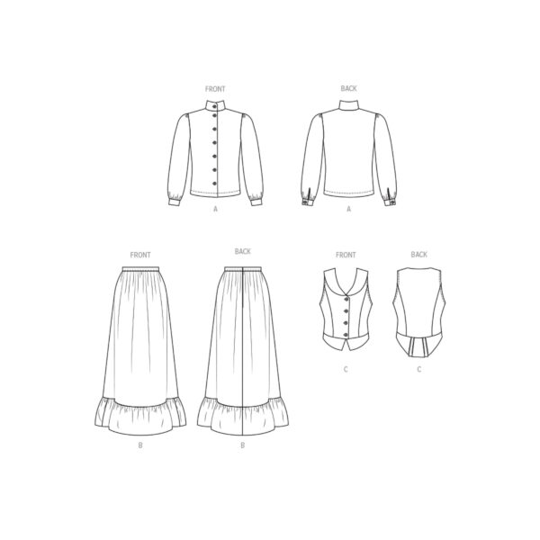 McCalls Schnittmuster M8398 - historisches Gewand, Bluse, Rock, Weste – Bild 5