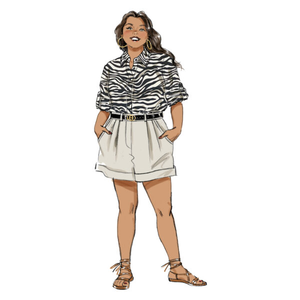Butterick Schnittmuster - B6947 - Damenshorts und Bluse, starke Größen – Bild 3