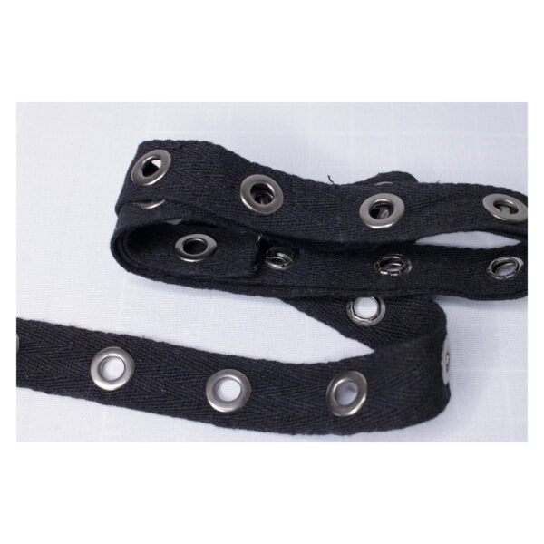 Ösenband - Baumwolle schwarz - 20mm - Ösen Altnickel – Bild 2