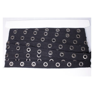 Ösenband - Baumwolle schwarz - 20mm - Ösen Altnickel