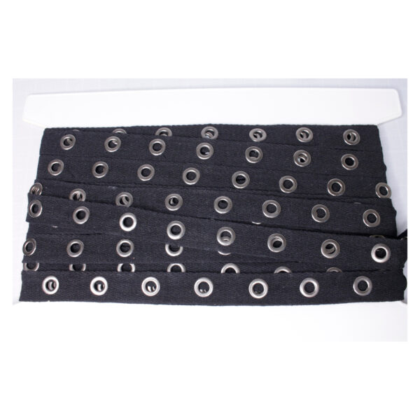 Ösenband - Baumwolle schwarz - 20mm - Ösen Altnickel