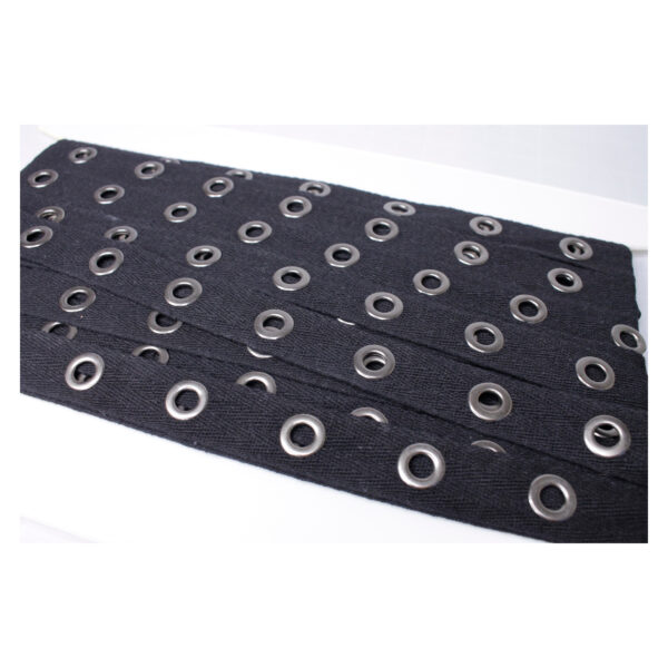 Ösenband - Baumwolle schwarz - 20mm - Ösen Altnickel – Bild 3