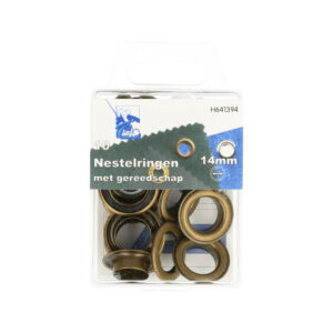MMJZ - 10 Ösen 14mm mit Scheiben und Werkzeug - bronze