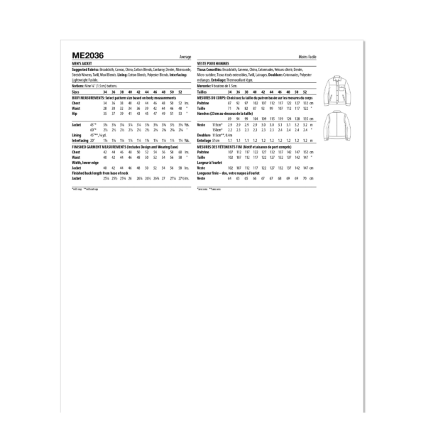knowME Schnittmuster - ME2036 - sportliche Herrenjacke, Hemdjacke – Bild 8