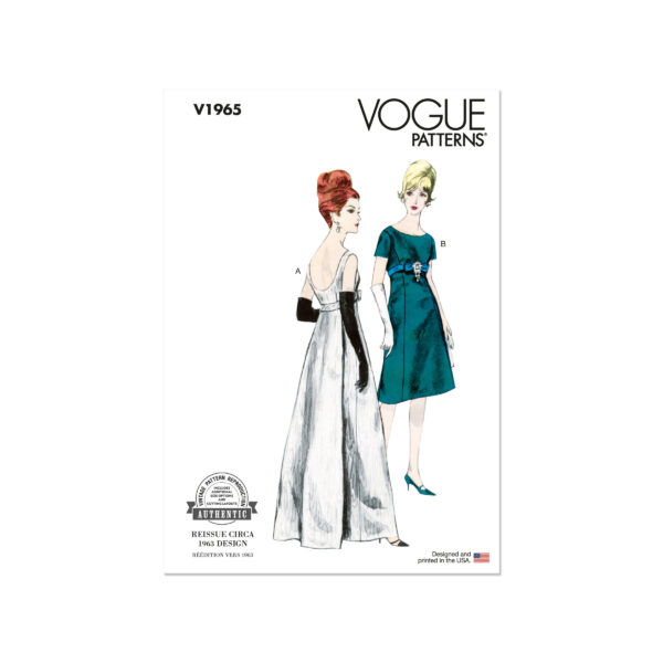 Vogue Schnittmuster V1965 - Vintage - schlichtes Kleid mit hoher Taille - 60er Jahre Stil