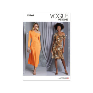 Vogue Schnittmuster V1968 - schulterfreies Kleid mit diagonaler Reihung