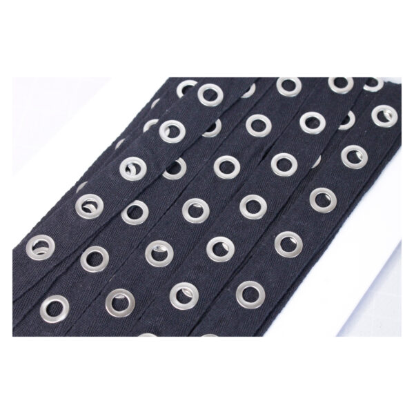 Ösenband - gewebtes Baumwollband - schwarz - 25mm - Ösen silber