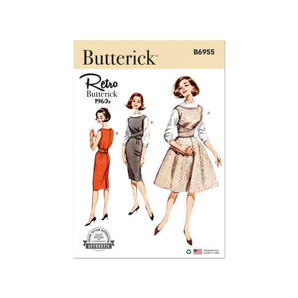 Butterick Schnittmuster - B6955 - Retro - Kleid im Stil der 60er Jahre