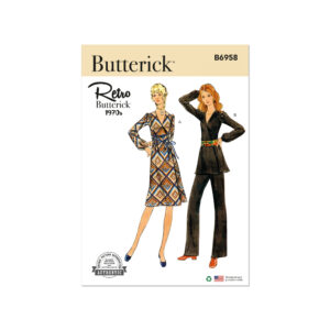 Butterick Schnittmuster - B6958 - Retro - Kleid, Hose im Stil der 70er Jahre