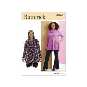 Butterick Schnittmuster - B6962 - Bluse, Shirt mit leichtem Rollkragen - starke Größen