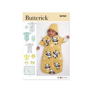 Butterick Schnittmuster - B6968 - Kombination - Babysack, Babystrampler Schuhe , Mütze usw.