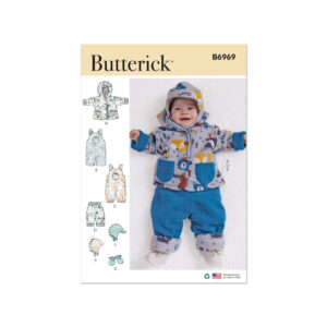 Butterick Schnittmuster - B6969 - Kombination Baby - Jacke, Latzhose, Hose, Mützen, usw.