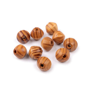 10 Holzperlen - Holzkugeln - konisch - Maserung - 18x20 mm - hellbraun - lasiert