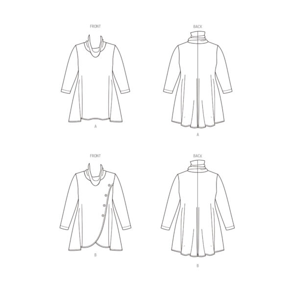 Butterick Schnittmuster - B6962 - Bluse, Shirt mit leichtem Rollkragen - starke Größen – Bild 7