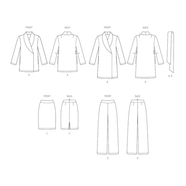 Butterick Schnittmuster - B6965 - Damenmantel, Damenjacke mit Bindegürtel – Bild 9