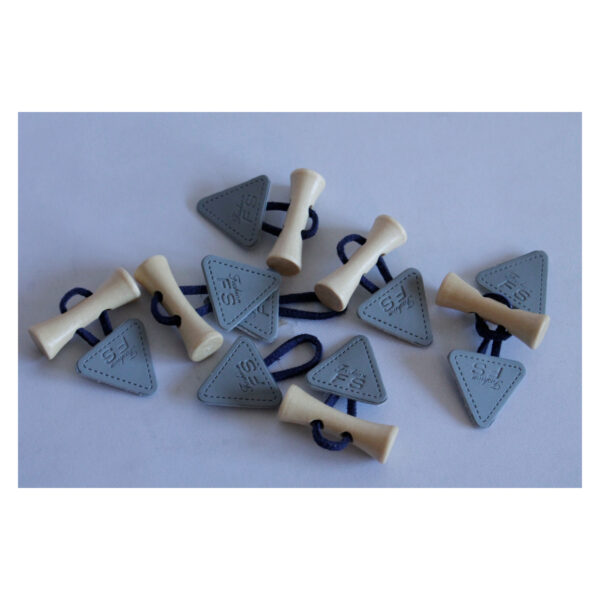1 Set Knebelverschluß- Knebelknopf- Holzknopf mit Lederimitat - für Kinderkleidung - Grau/ Blau – Bild 2