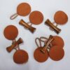 Knebelverschluß 1 Set, Knebelknopf, Holzknopf mit Echtleder, für Taschen, Braun/ Hellbraun