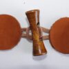 Knebelverschluß 1 Set, Knebelknopf, Holzknopf mit Echtleder, für Taschen, Braun/ Hellbraun – Bild 2
