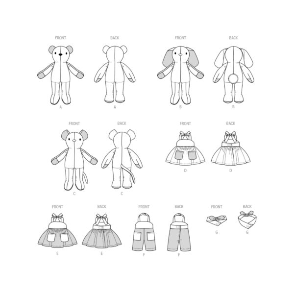 McCalls Schnittmuster M8422 - Spielfiguren, Teddy, Hasen, Maus – Bild 5