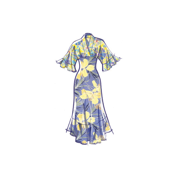 McCalls Schnittmuster M8406 - sommerliches Kleid mit weit hoher Taille und Puffärmel – Bild 3