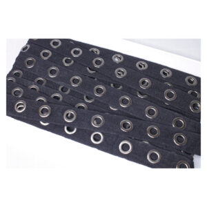 Ösenband - gewebtes Baumwollband - schwarz - 25mm - Ösen altsilber