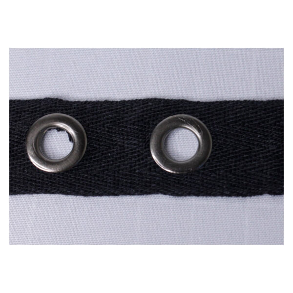 Ösenband - gewebtes Baumwollband - schwarz - 25mm - Ösen altsilber – Bild 3