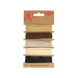 Opry Bänderset 3mm flach - Veloursleder - Kunstleder - 5 x 1m - naturtöne