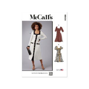 McCalls Schnittmuster M8434 -  Kleid mit Karree Ausschnitt und Knopfblende