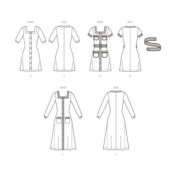 McCalls Schnittmuster M8434 -  Kleid mit Karree Ausschnitt und Knopfblende – Bild 8