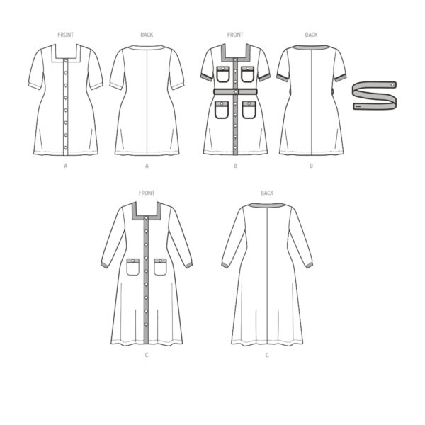McCalls Schnittmuster M8435 -  Kleid mit Karree Ausschnitt und Knopfblende – Bild 8