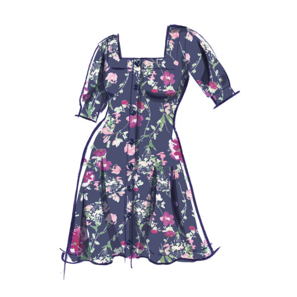 McCalls Schnittmuster M8435 -  Kleid mit Karree Ausschnitt und Knopfblende – Bild 3