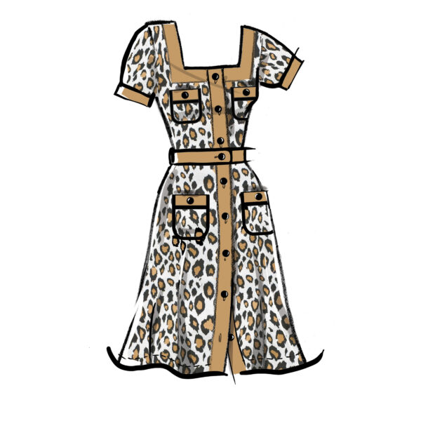 McCalls Schnittmuster M8434 -  Kleid mit Karree Ausschnitt und Knopfblende – Bild 4